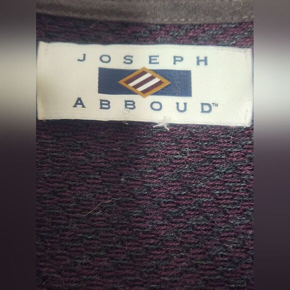 Joseph Abboud XL Burgundy/Gray MERINO WOOL Blend 1/4 Zip Knit Lslv Men Sweater - Picture 3 of 8